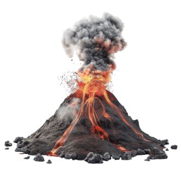 Erupting Smoking Volcano With Lava Flowing Down, Volcano, Eruption, Lava PNG Transparent Image ...