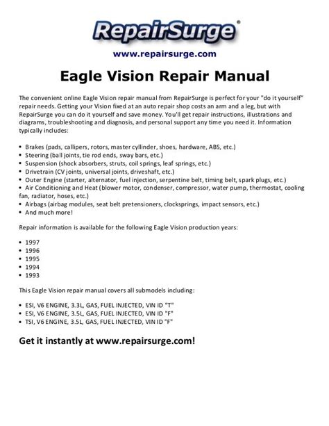 Eagle vision repair manual 1993 1997