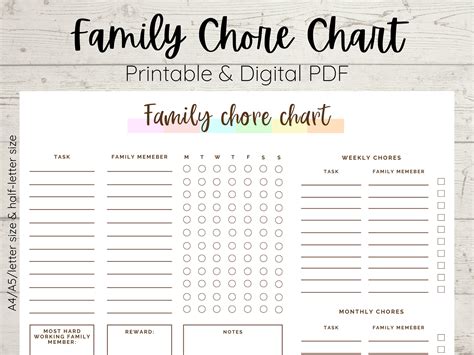 Family Chore Chart, Printable Chore Checklist, Family Checklist, Kids Chores, Kids Chore List ...