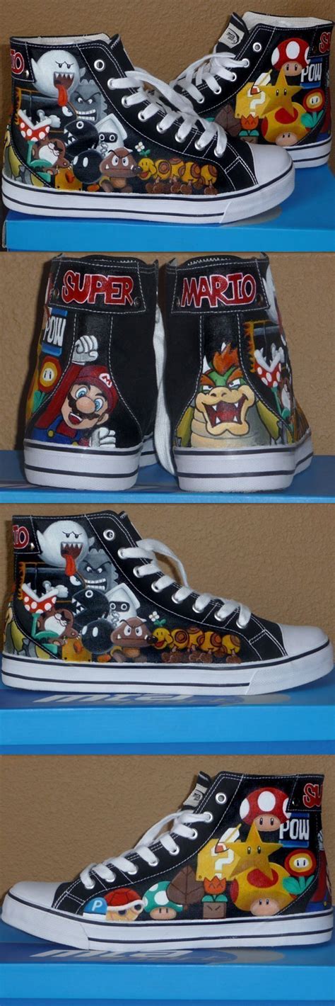 Coolest Super Mario shoes I've seen so far! Covered in power ups and enemies | Converse, Cool ...