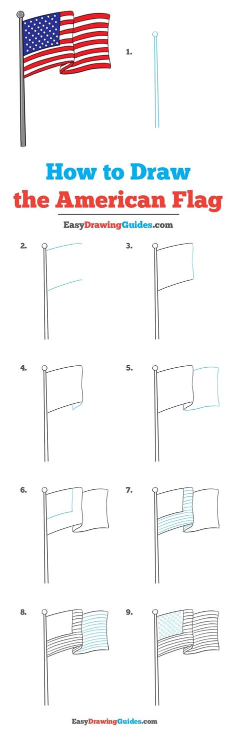 How to Draw the American Flag - Really Easy Drawing Tutoria | American flag drawing, Flag ...