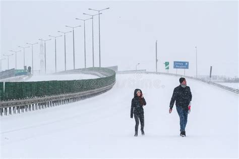 Road Closed in Winter Due To Snow Storm Editorial Stock Photo - Image of truck, avenue: 84001583