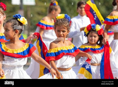 Washington DC, USA - September 21, 2019: The Fiesta DC, Venezuelan children dancing Joropos ...