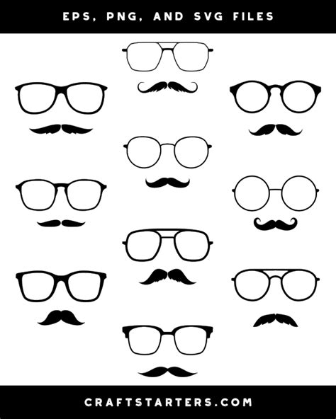 Glasses And Mustache Silhouette Clip Art