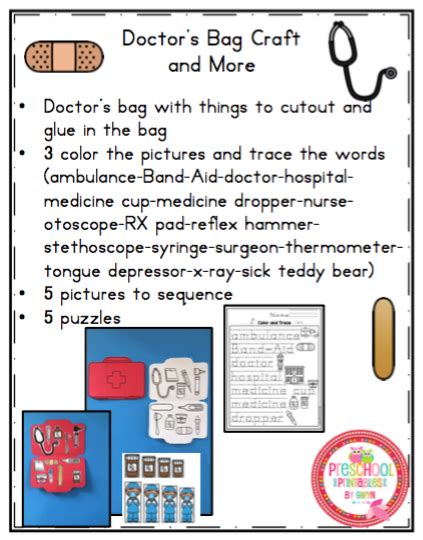 Doctor's Bag Craft and More ~ Preschool Printables