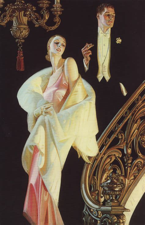 Couple Descending Staircase, J.C. Leyendecker, Oils, 1932 : r/Art