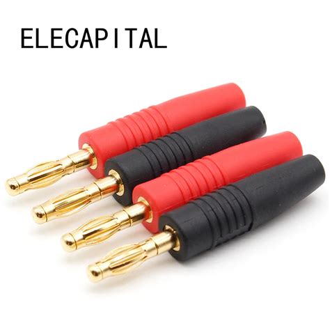 4pcs New 4mm Plugs Gold Plated Musical Speaker Cable Wire Pin Banana Plug Connectors-in ...