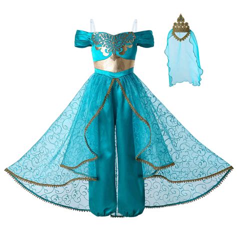 Kid Girls Jasmine Outfit Sets Aladdin Princess Clothing Party Fancy ...