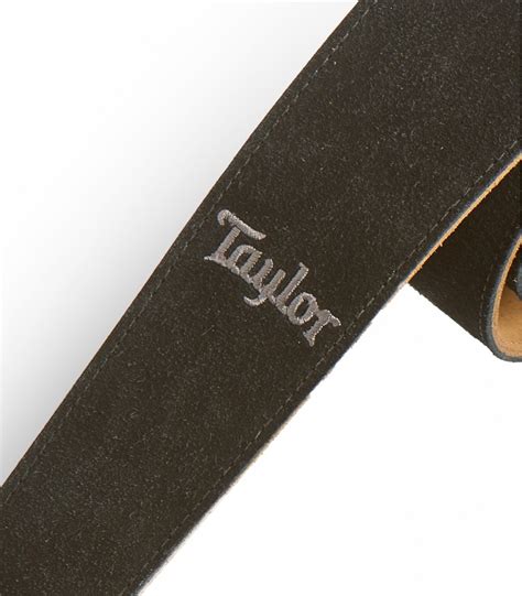 Taylor Suede Guitar Strap with Embroidered Logo - Black