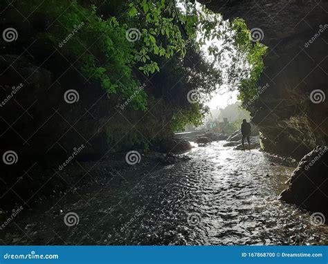 Waterfall Through Robbers` Cave In Uttarakhand ,India Royalty-Free ...