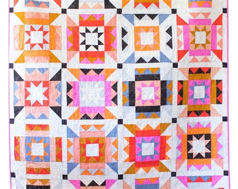 Nova Star Quilt Pattern Modern Quilt Pattern Then Came June Paper Pattern, Crib, Throw, Bed ...