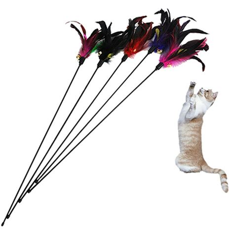 SPRING PARK Kitten Toy Cat Feather Bell Wand Teaser Rod Interactive Toys Play Pet - Walmart.com ...