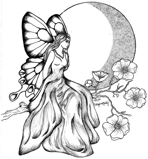 Fairy On Moon Drawing / Beautiful moon beautiful fairies anime moon ...