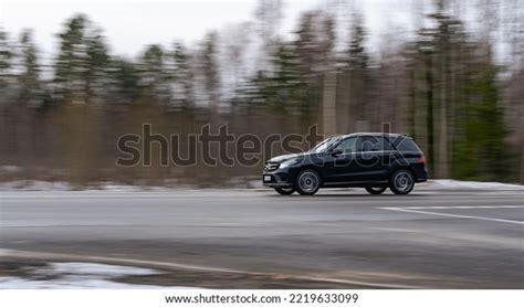 Black Mercedes Benz Crossover Drives On Stock Photo 2219633099 ...