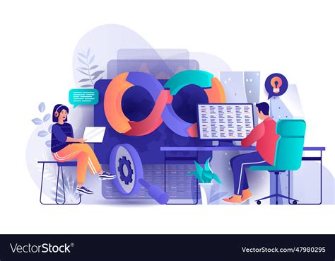 Devops concept in flat design development Vector Image