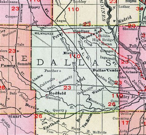 Dallas County, Iowa, 1911, Map, Adel, Perry, Redfield