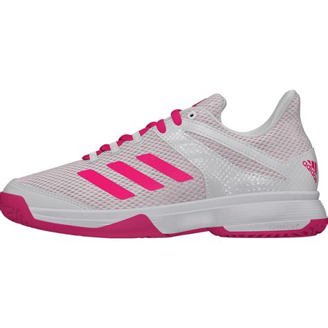 Adidas Kids Adizero Club Tennis Shoes - White/Pink - Tennisnuts.com