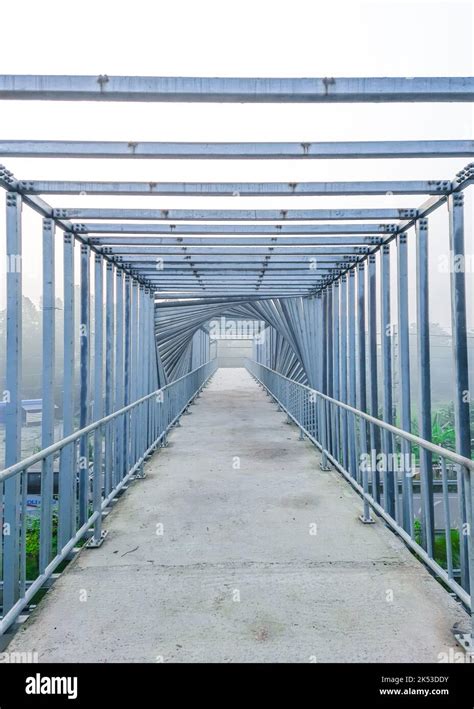 The unique interior of the bridge. Beautiful foot over bridge pathway ...