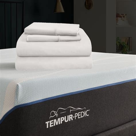 TEMPUR-PEDIC Split King 400-Thread-Count Microfiber White Bed-Sheet in the Bed Sheets department ...