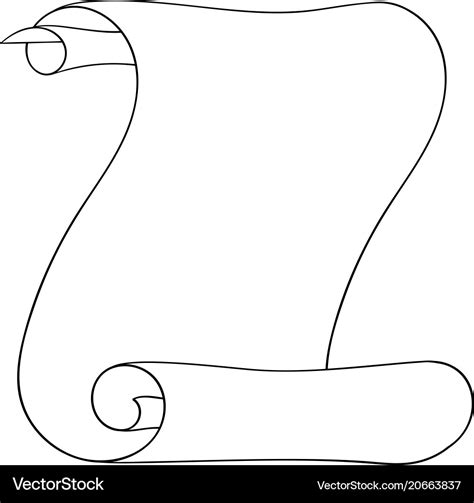 Vertical paper scroll outline drawing Royalty Free Vector