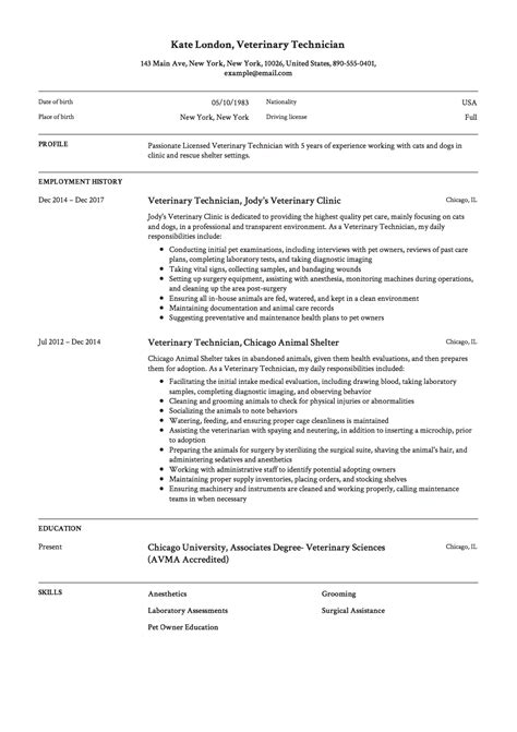 Guide: Veterinary Technician Resume [+ 12 Samples ] | PDF | 2019