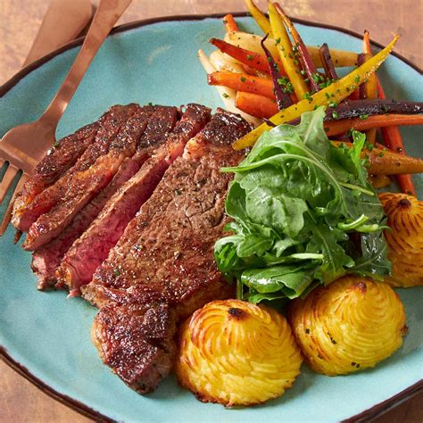 Nugget Markets Wagyu Ribeye Steak with Duchess Potatoes & Rainbow Carrots Recipe