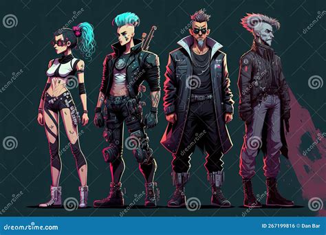 Concept Art Cyberpunk Characters. Avatar Character Illustrations. Generative Ai Stock ...