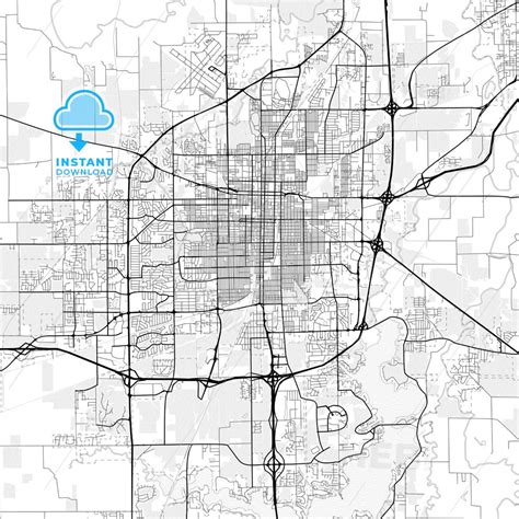 Nice bright vector map of Springfield, Illinois, United States with fine structures for download ...