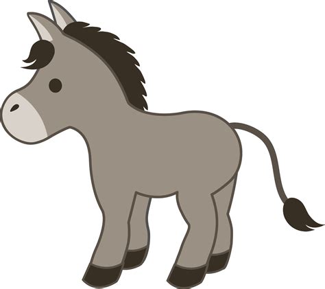 Cute Gray Donkey - Free Clip Art