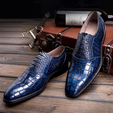 2016 Luxury mens Goodyear Welted Shoes Italian Hand made Men's Crocodile Leather Shoes Boss ...