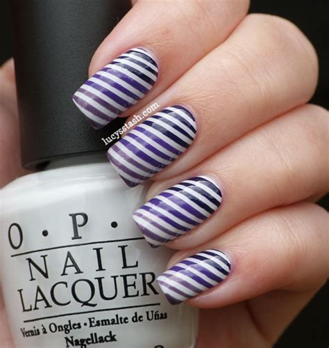 Gradient purple stripes nail art with video tutorial! - Lucy's Stash