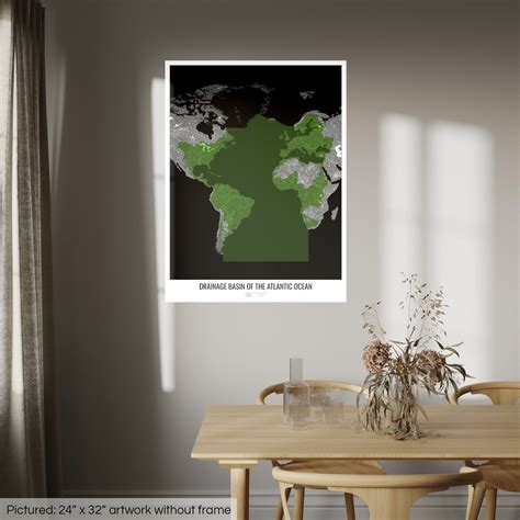 Atlantic Ocean - Drainage basin map, black v2 - Photo Art Print ...