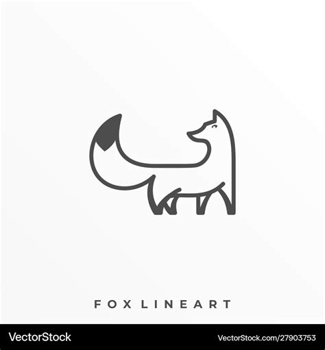 Fox line art template Royalty Free Vector Image