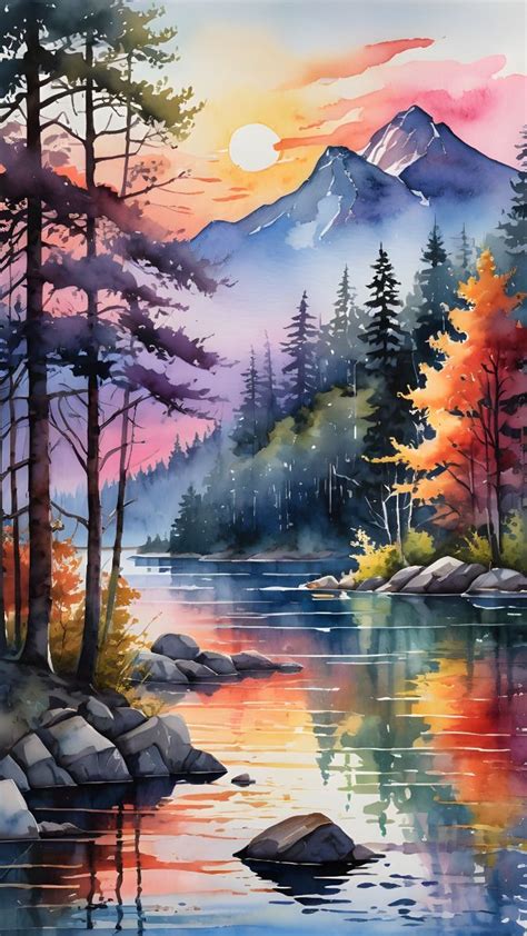 Watercolor nature in 2024 | Landscape paintings, Landscape art ...