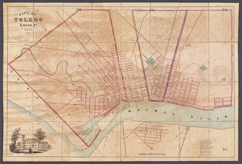 A rare case map of Toledo Ohio from 1852 - Rare & Antique Maps