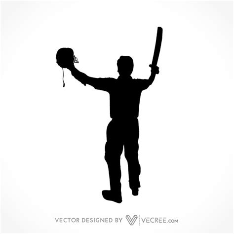 Sport Silhouette Cricket Batsman Celebrating Win Free Vector ...