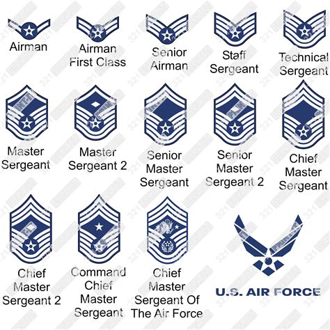 US Air Force Ranks digital file svg dxf eps jpg and png. | Etsy