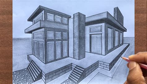 2 Point Perspective Drawing Modern House