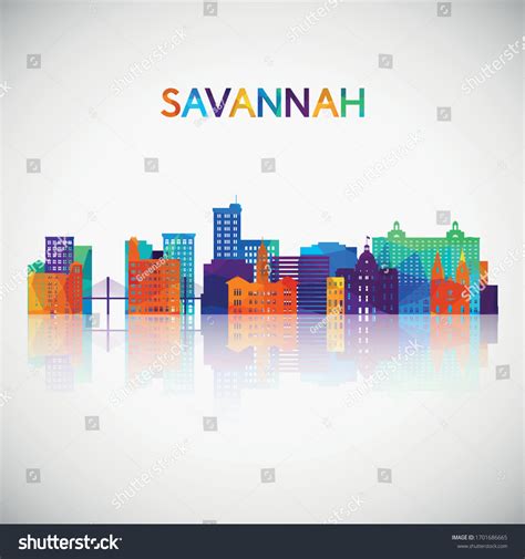 Savannah Skyline Silhouette Colorful Geometric Style Stock Vector ...