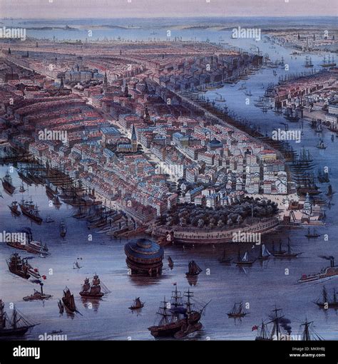 View of New York City 1849 and Waterways Stock Photo - Alamy