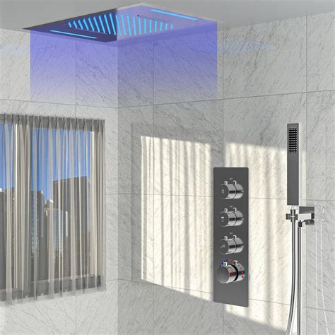 EVERSTEIN 23 in. L x 15 in. W 7-Spray Patterns LED Waterfall Dual ...