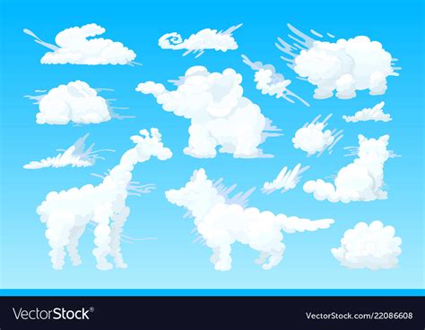 Animal shaped cloud set Royalty Free Vector Image