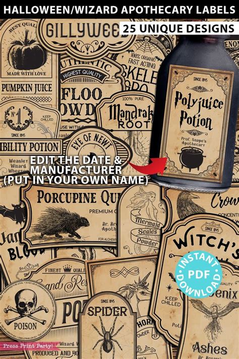 Wizard Potion Labels Printables, HP Polyjuice Potion Label, Editable ...