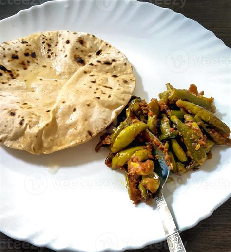 Indian Vegetable parwal Curry and Chapati Homemade chapati Indian bread served with Indian ...