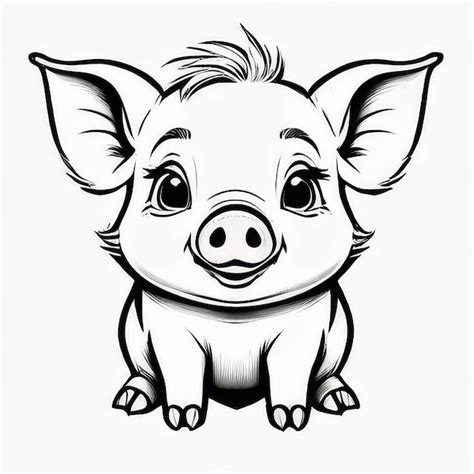 A drawing of a pig that has a face that says pig | Premium AI-generated ...