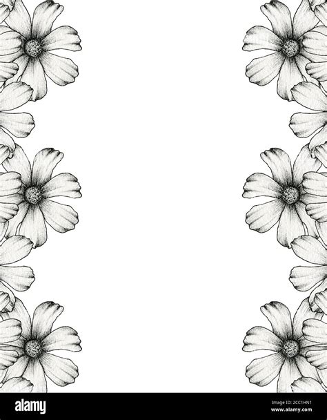 Flower Border Black And White A4 Size