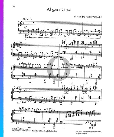 Alligator Crawl (Fats Waller) Piano Sheet Music - OKTAV