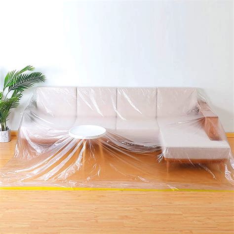 Amazon.com : 146"/12ft Plastic Sofa Couch Cover, Plastic Covers for ...