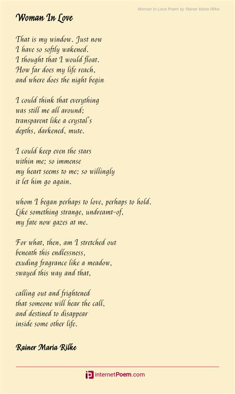 Woman In Love Poem by Rainer Maria Rilke