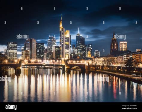 Frankfurt skyline at night - Frankfurt, Germany Stock Photo - Alamy